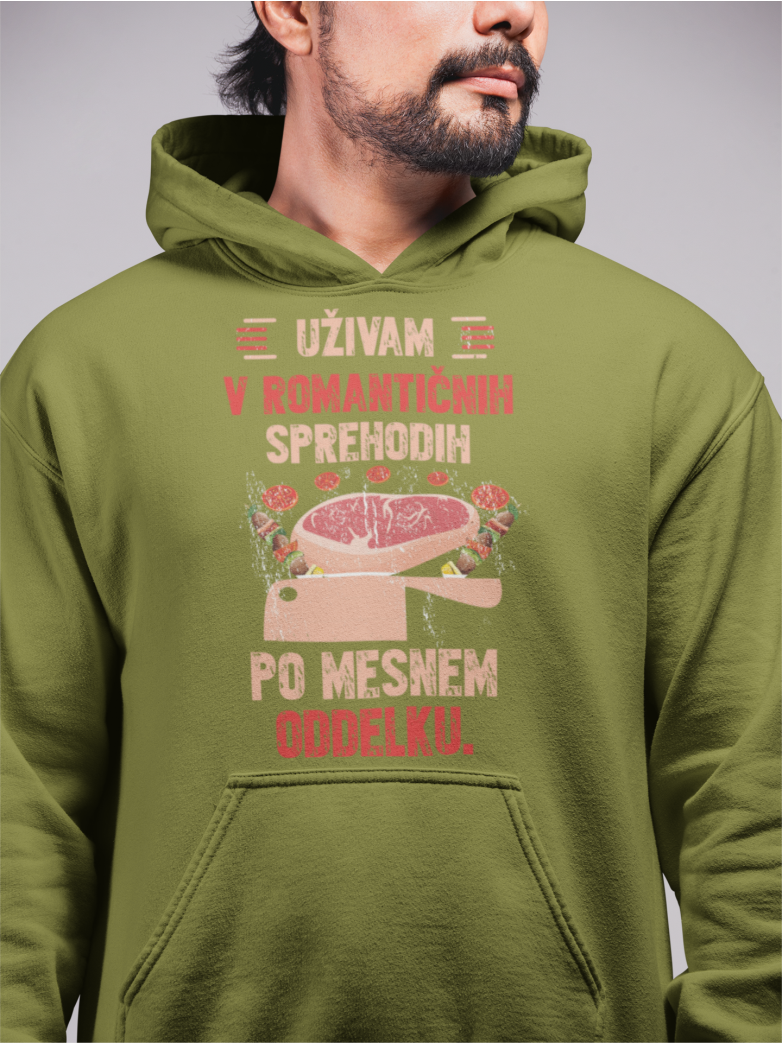 Kapucar Uživam V Romantičnih Sprehodih Po Mesnem Oddelku