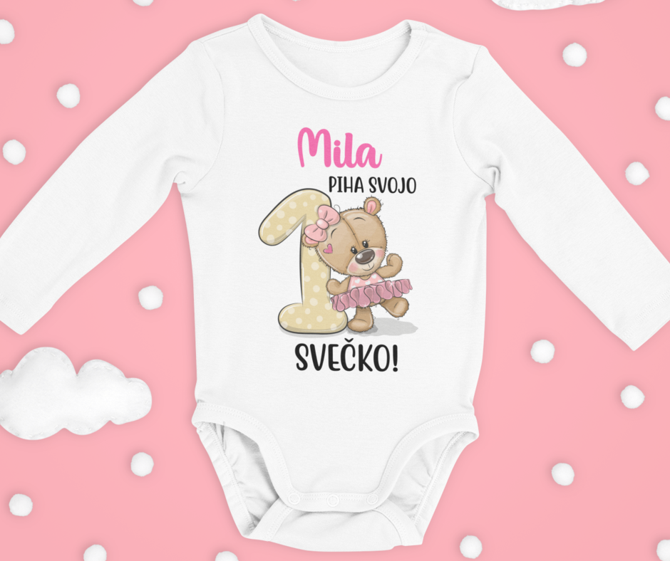 Otroški bodi - Piha Svojo Prvo Svečko [IME PO ŽELJI]